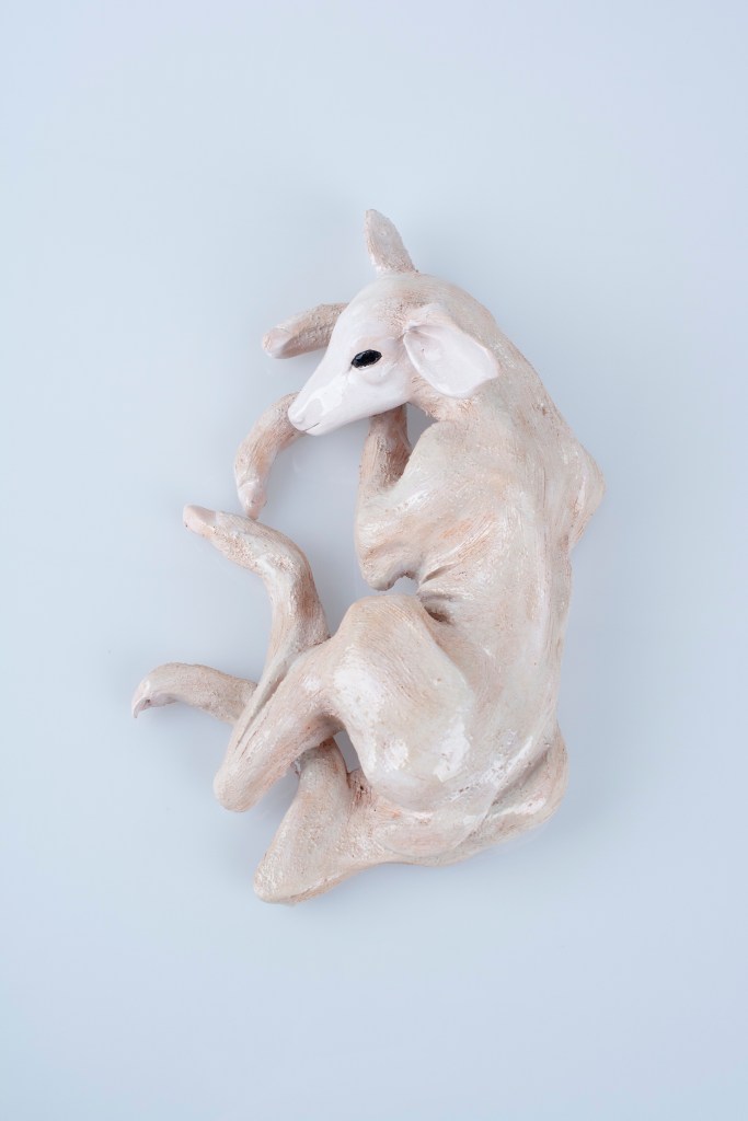 Ceramic deer sculpture