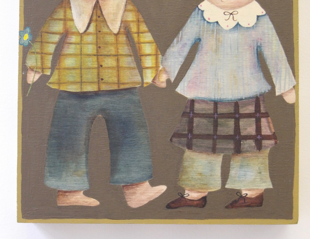 Painting of two cats on wooden canvas