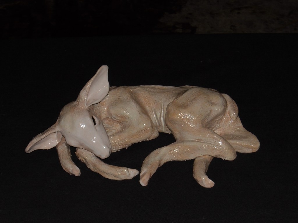 Ceramic deer sculpture