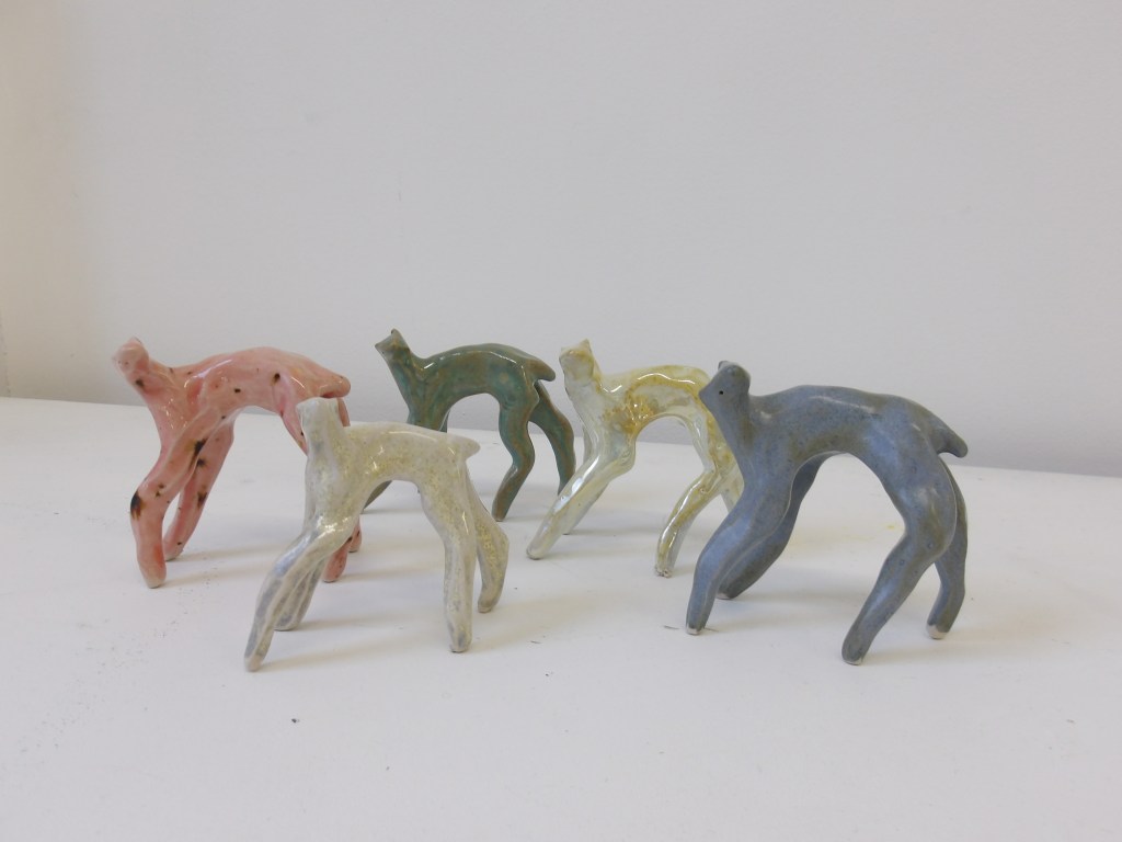 Ceramic deer sculpture